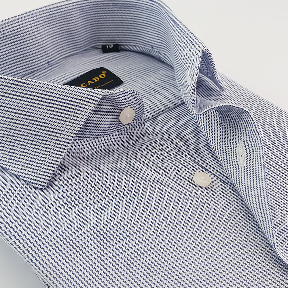 Navy Blue & White Textured Shirt