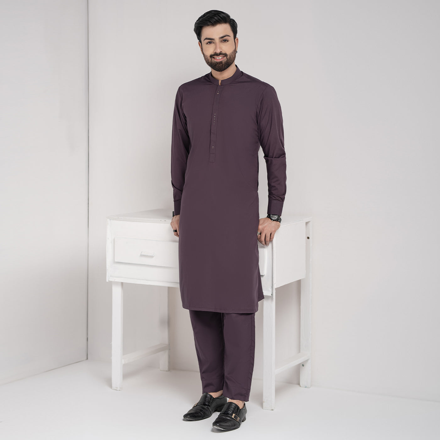 Dark Purple Premium Blanded Designer Kurta Pajama