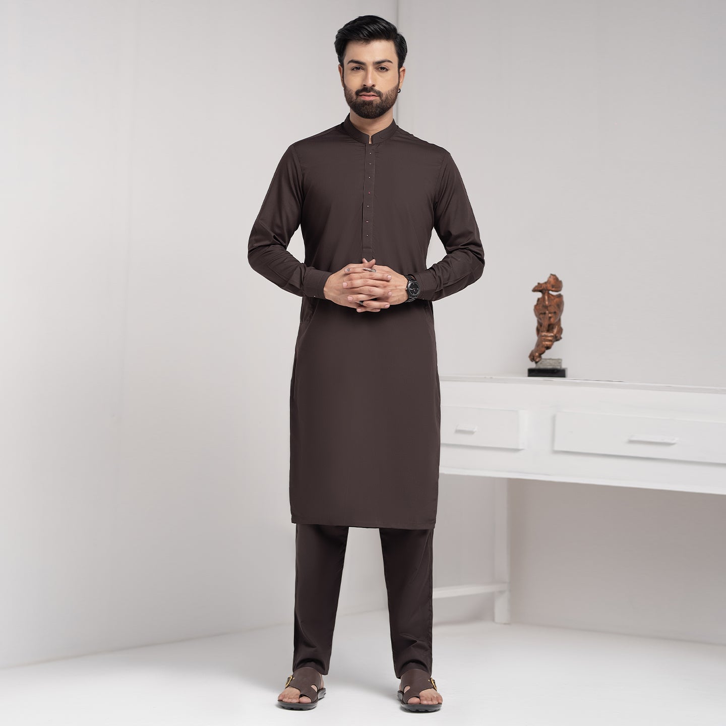Dark Brown Premium Blanded Designer Kurta Pajama