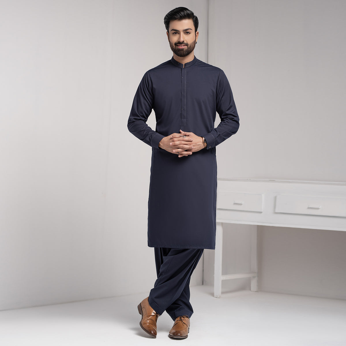 Navy Premium Blanded Designer Kameez Shalwar