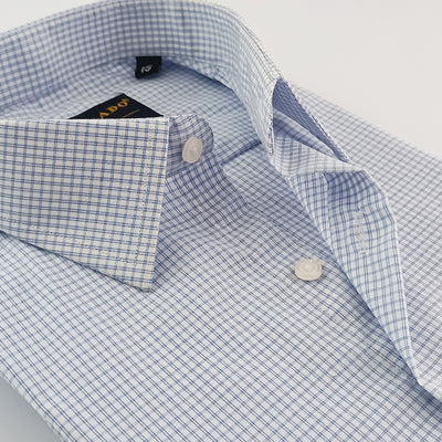 White & Light Blue Check Shirt