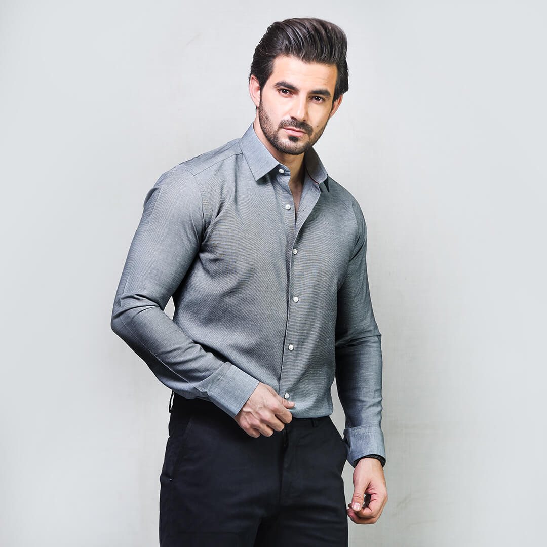 Light Grey Designer Formal Shirt for men