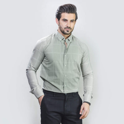 GREEN BUTTON DOWN TEXTURED SHIRT