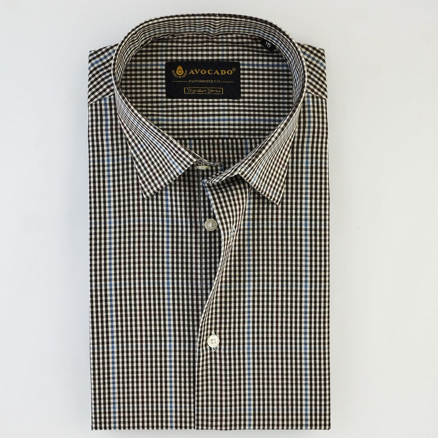 Cream & Brown Small Box Check Shirt