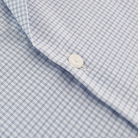White & Light Blue Check Shirt
