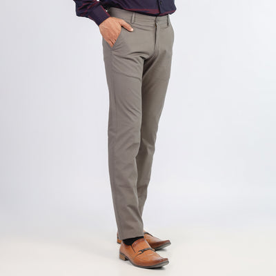 Light Grey Self Texture Cotton Chino Pant