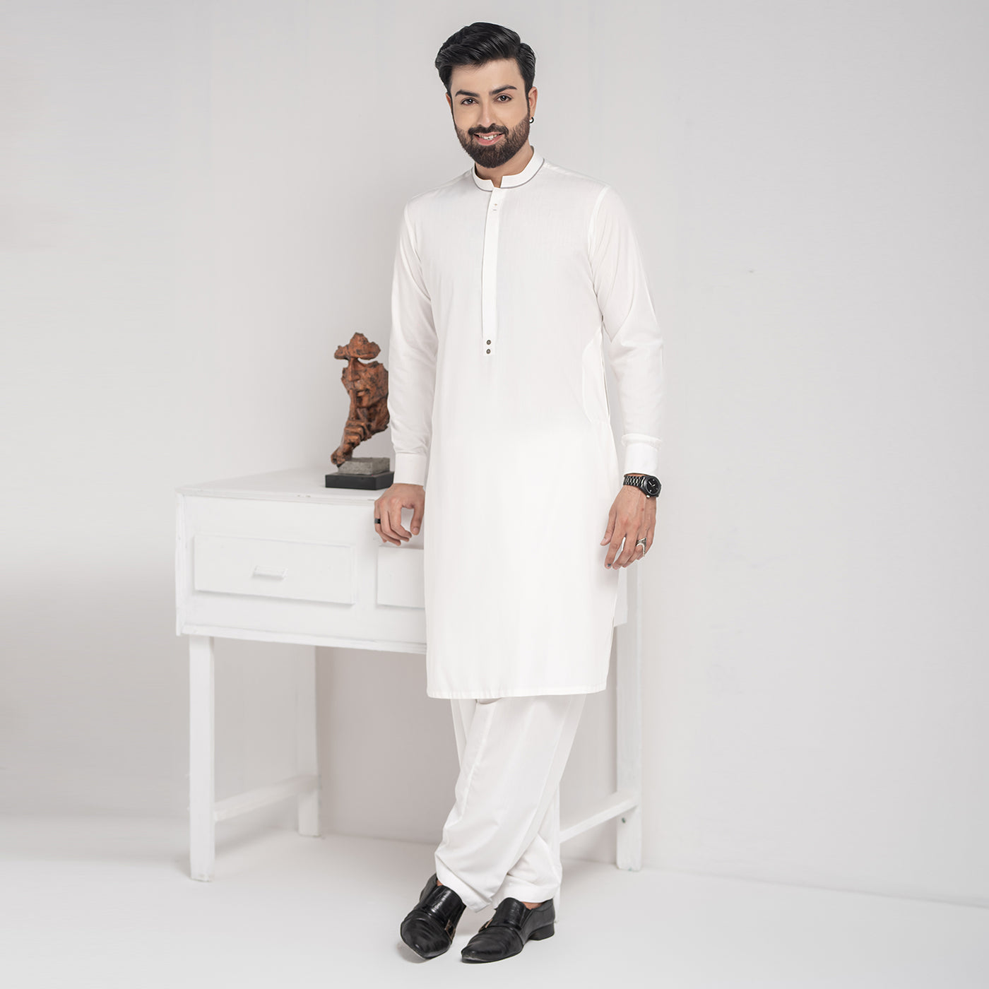 Off White Premium Blanded Designer kameez Shalwar