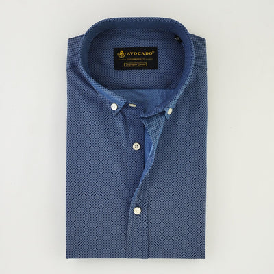 Navy & Light Blue Box Printed Shirt