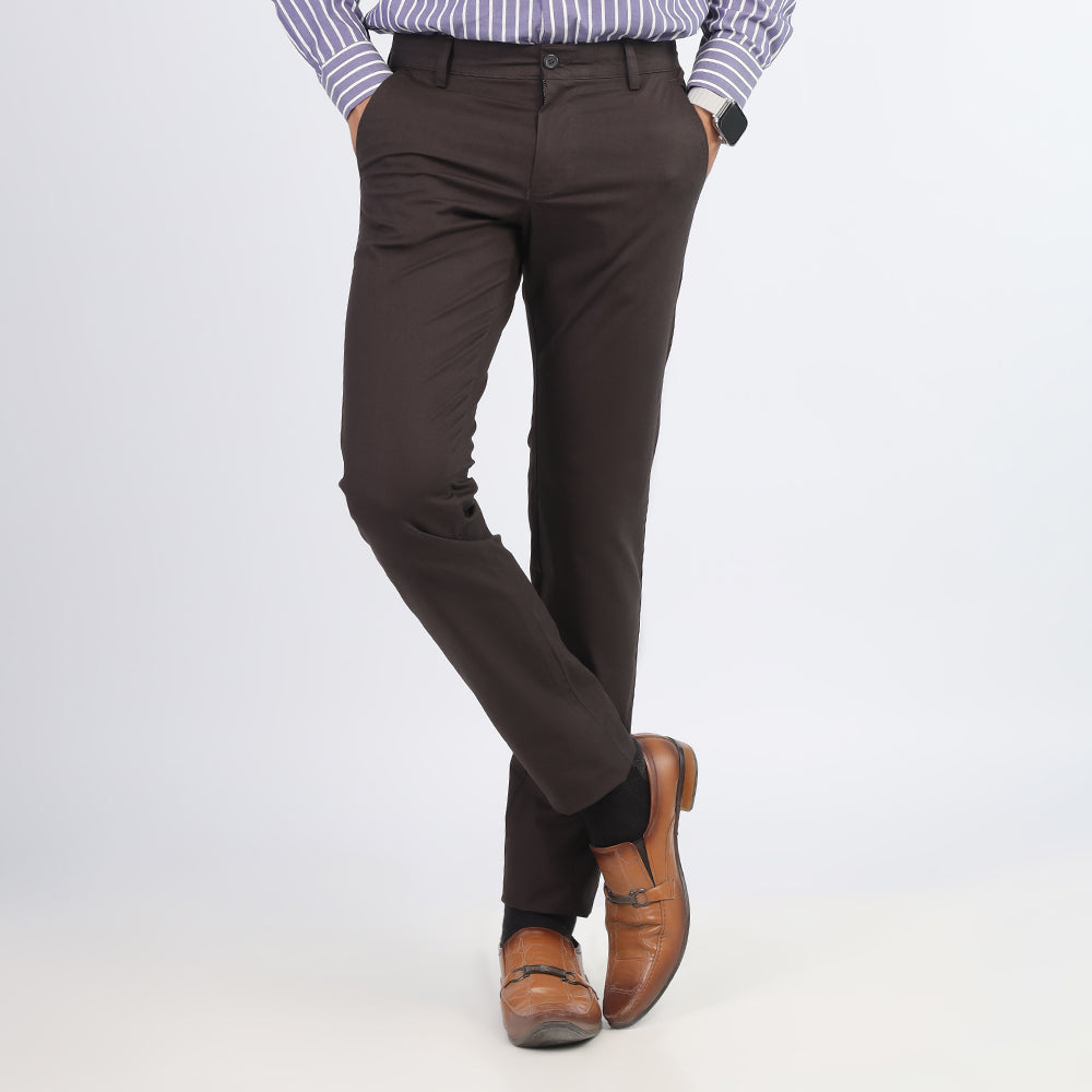 DARK GREY SELF TEXTURE COTTON CHINO PANT