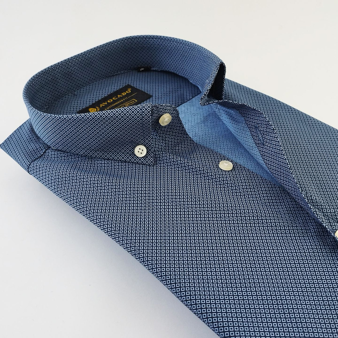 Navy & Light Blue Box Printed Shirt