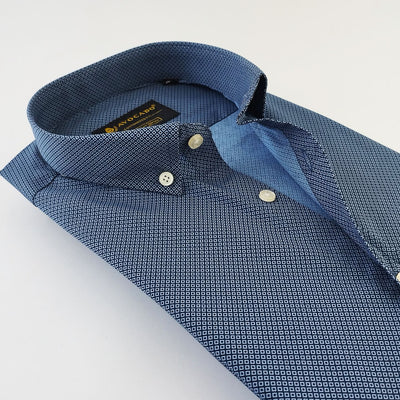 Navy & Light Blue Box Printed Shirt