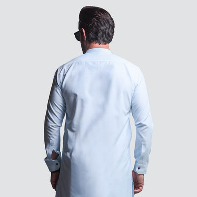 SEA GREEN LIGHT TEXTURE COTTON SHERWANI COLLAR SHALWAR KAMEEZ