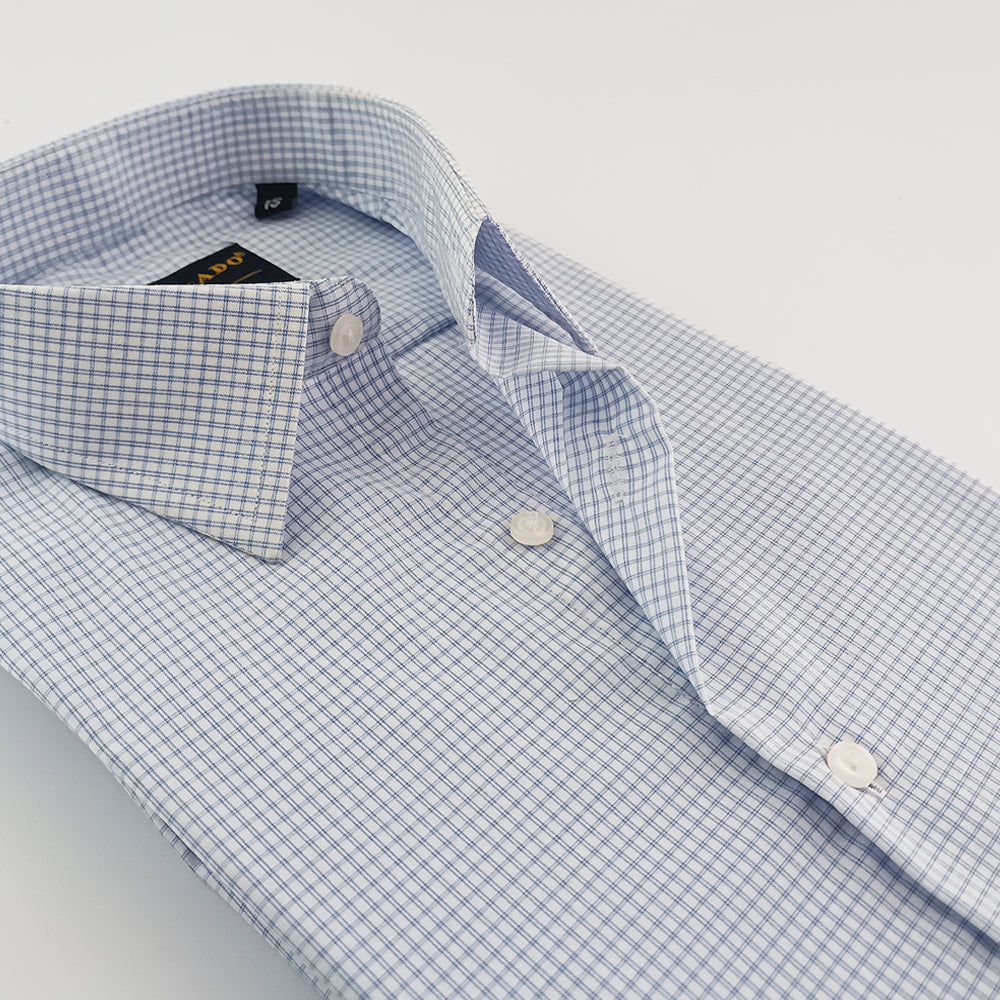 White & Light Blue Check Shirt