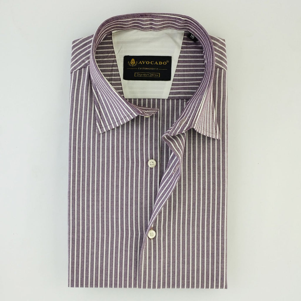 Purple & White Harringbone Shirt by avocado mens clothing