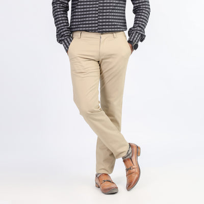 Off White Self Texture Cotton Chino Pant