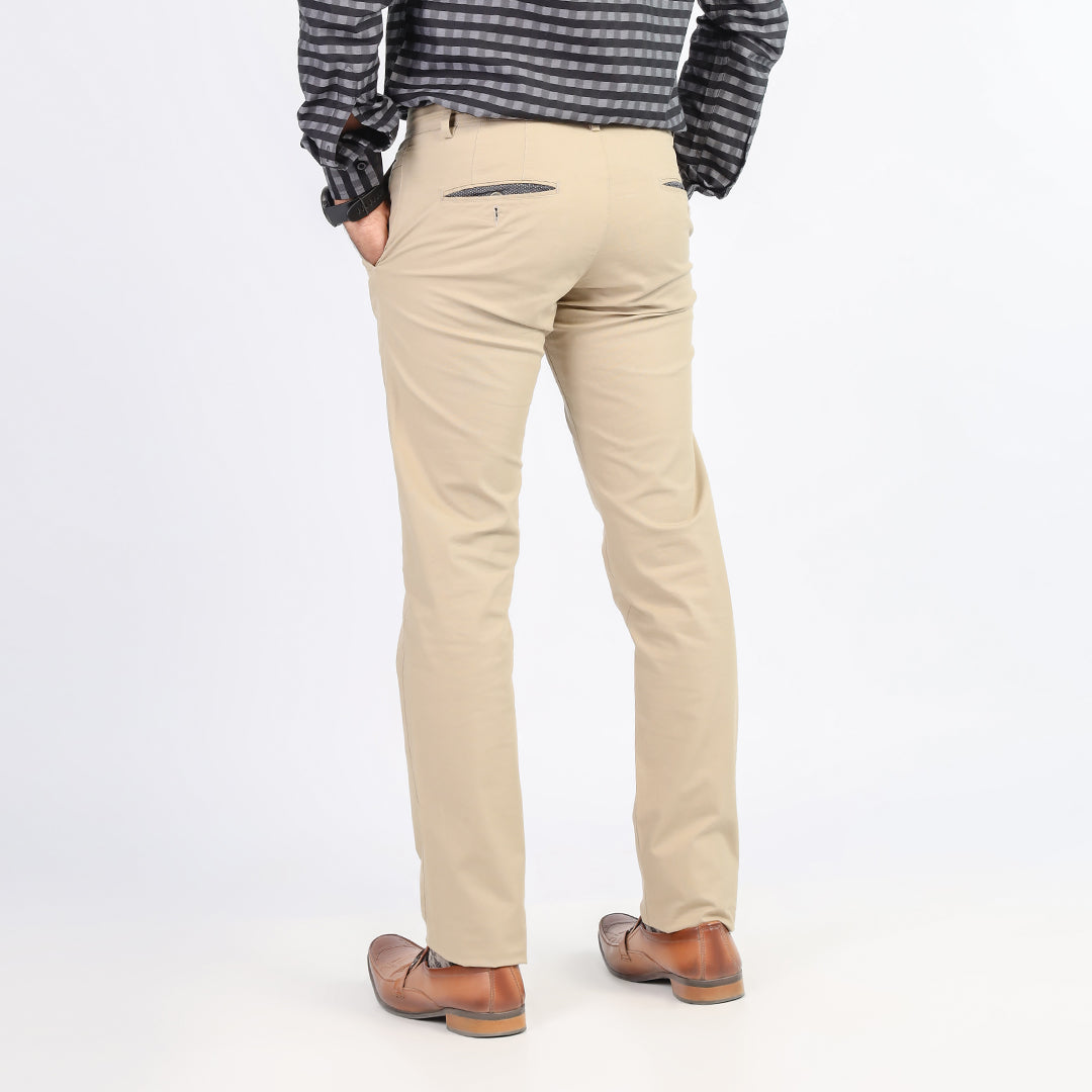 Off White Self Texture Cotton Chino Pant