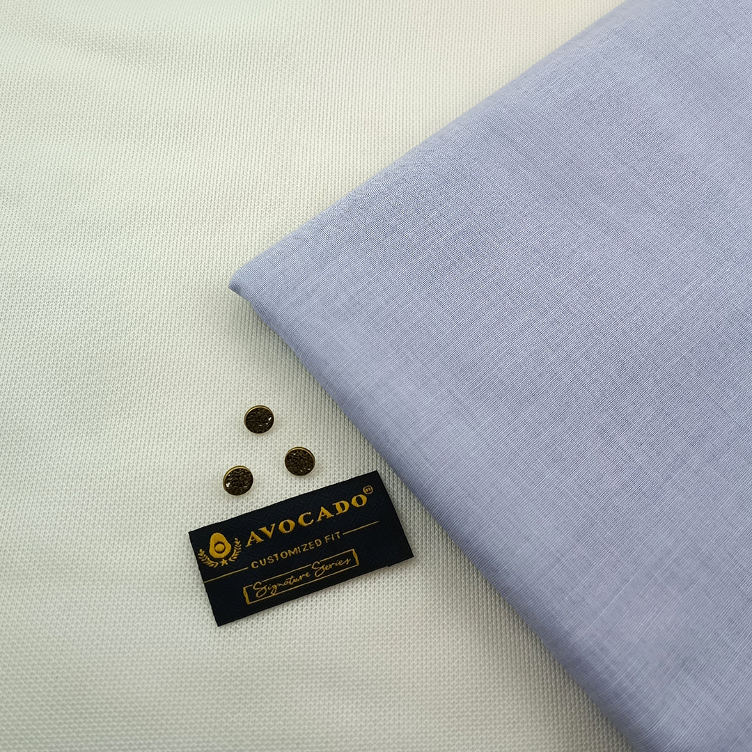 Light blue Shemray Shalwar kameez Fabric with Buttons & Label
