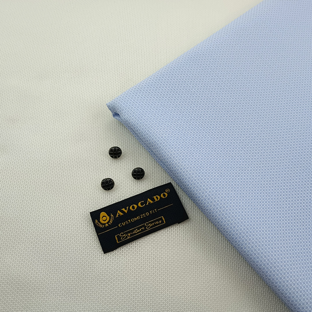 Light blue Jacquard Self Texture Shalwar kameez Fabric with Buttons & Label