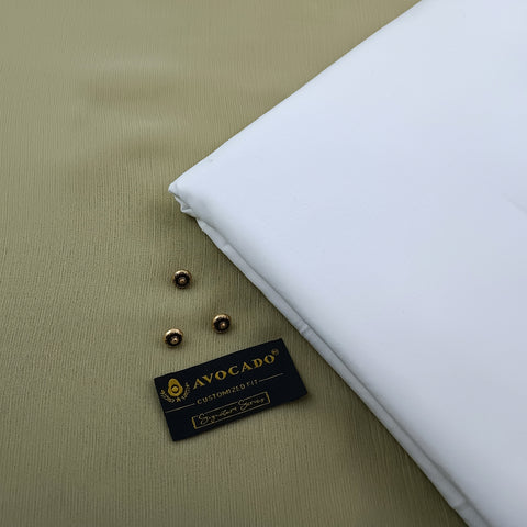 White Oxford Shalwar kameez Fabric with Buttons & Label