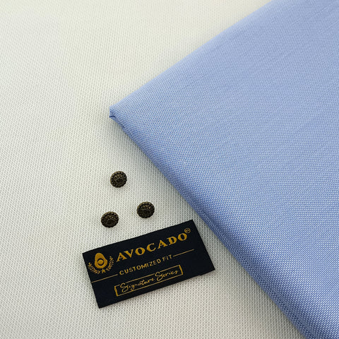 Light blue pin point kameez shalwar Fabric with Buttons & label