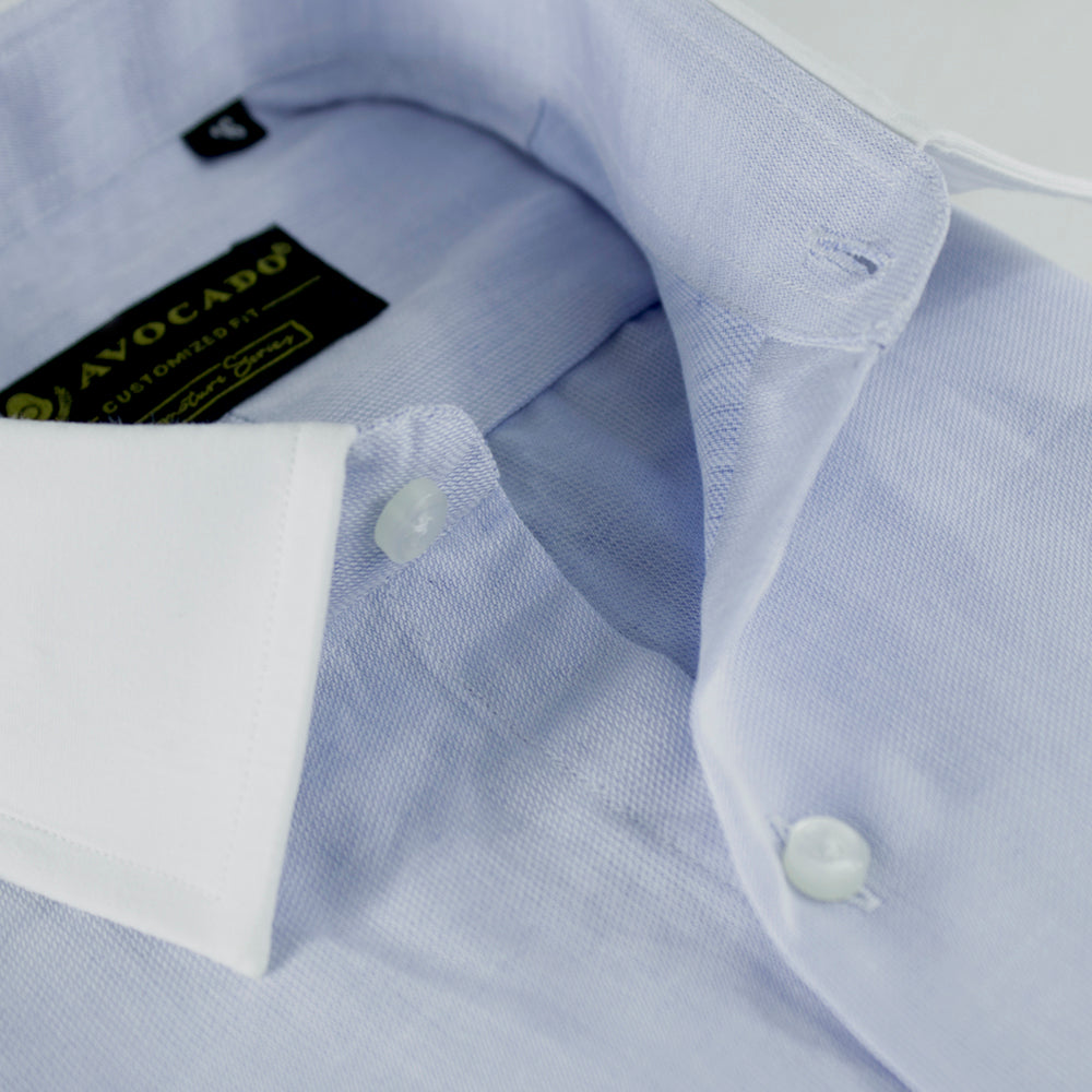 Light Blue Self Lining with White Collar Shirt By Avocado Menswear