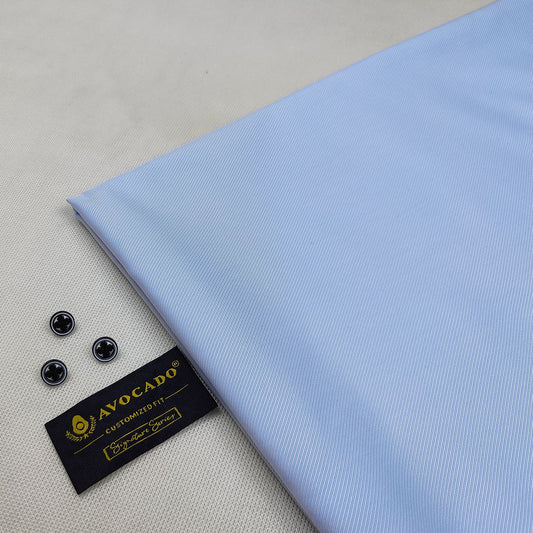 Light Blue Cross Lining kameez shalwar Fabric with Buttons & label