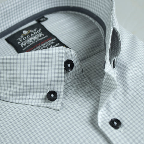 Light Grey Button Down Checkered Shirt