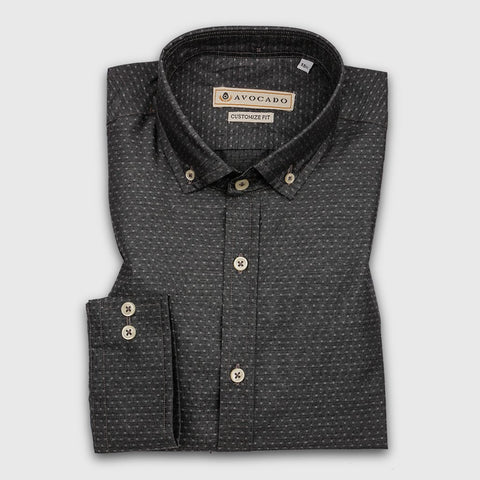 SHINY BLACK BUTTON DOWN SHIRT
