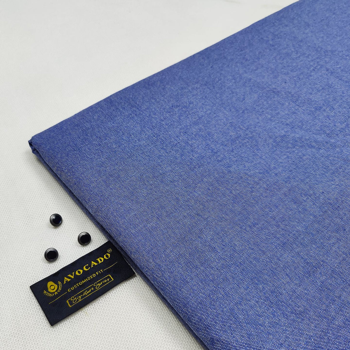 Royal Blue Mix Texture kameez shalwar Fabric with Buttons & label
