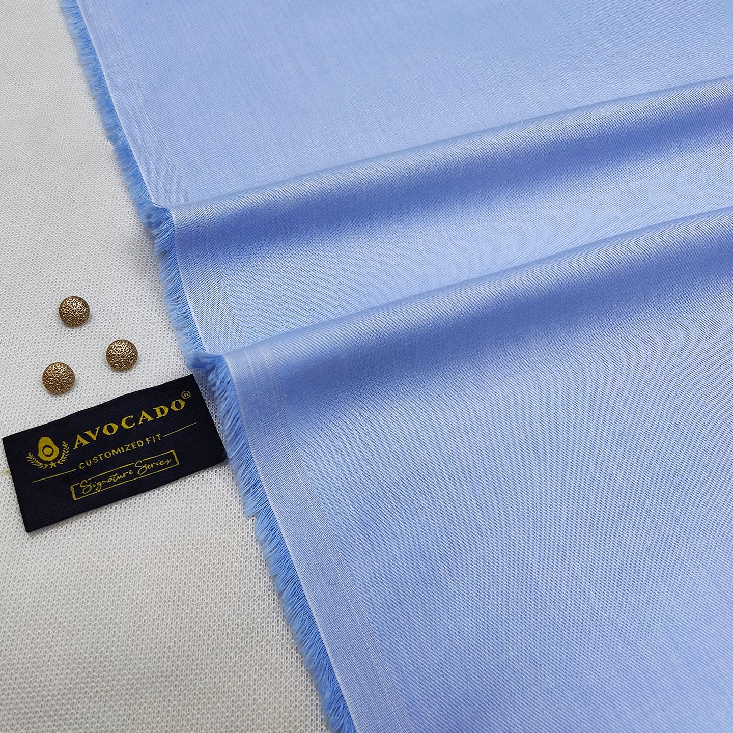Sky Blue Cross Lining kameez shalwar Fabric with Buttons & label