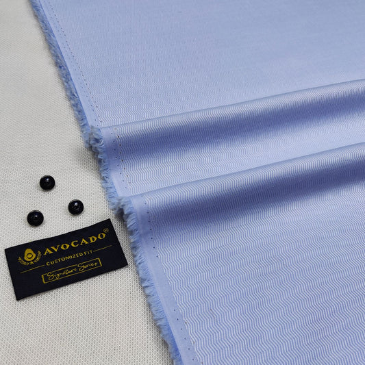 Sky Blue Self Zig Zag Texture kameez shalwar Fabric with Buttons & label