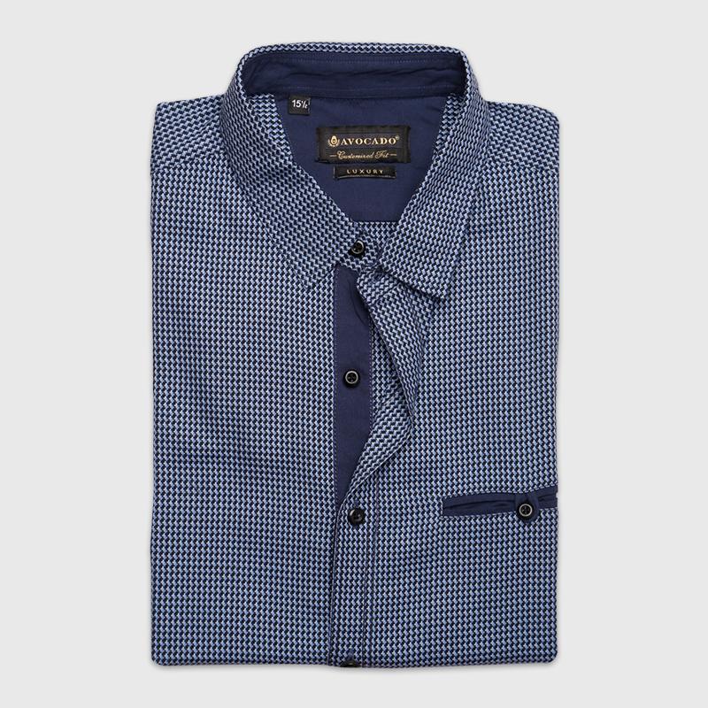 NAVY BLUE MICRO CHECK SHIRT
