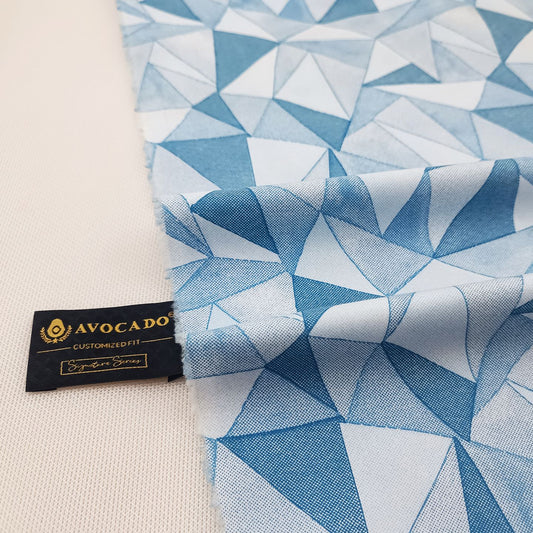 Light Blue & Turquise Printed Unstiched Shirt Fabric