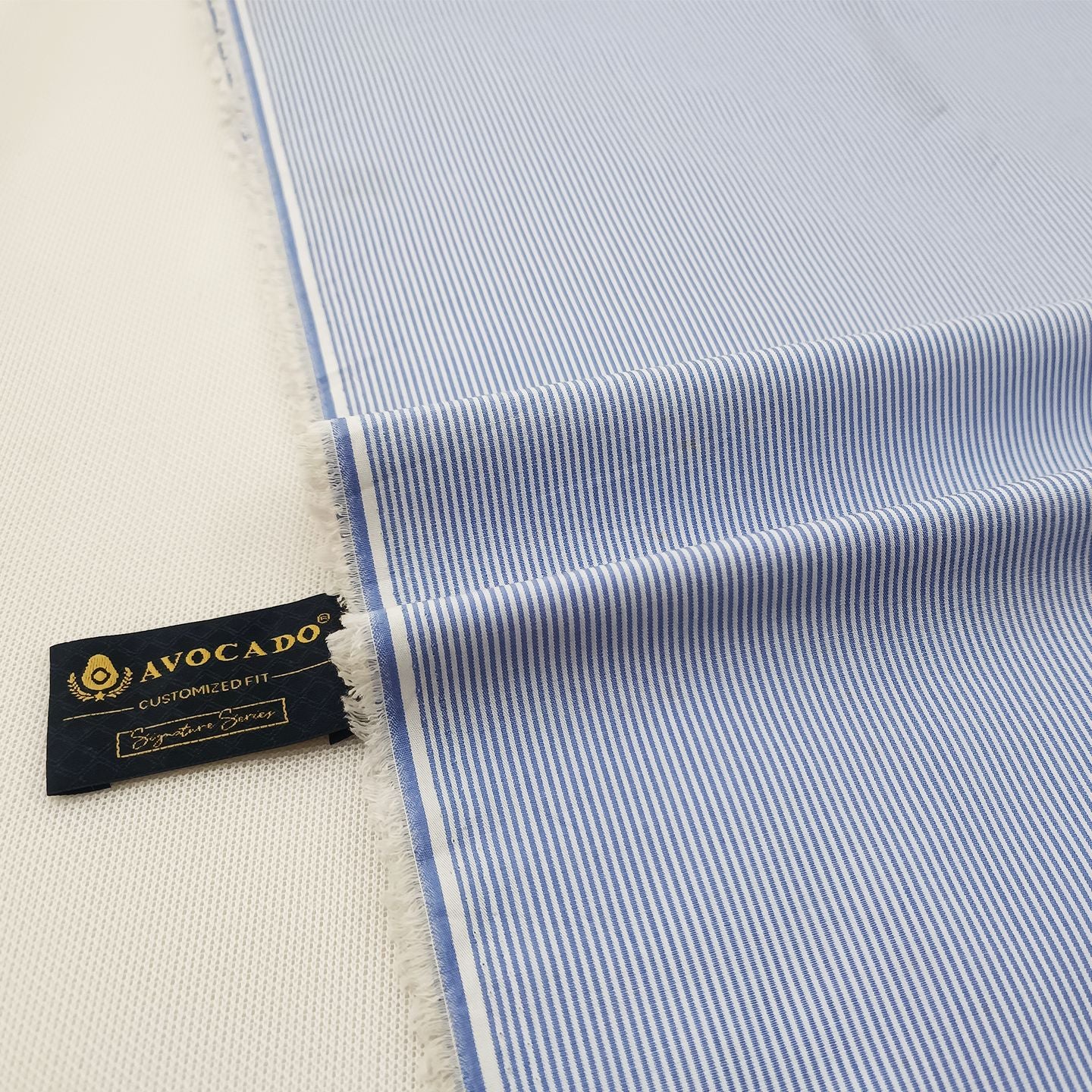 Light Blue & White Lining Unstiched Shirt Fabric