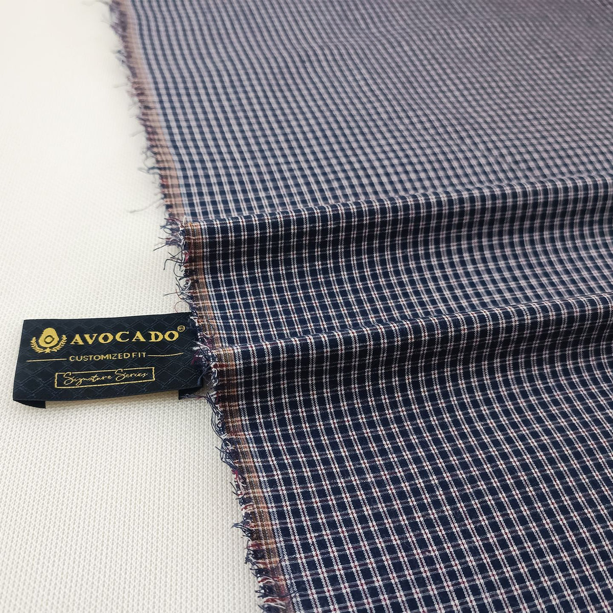 Maroon White & Navy Small Check Unstiched Shirt Fabric