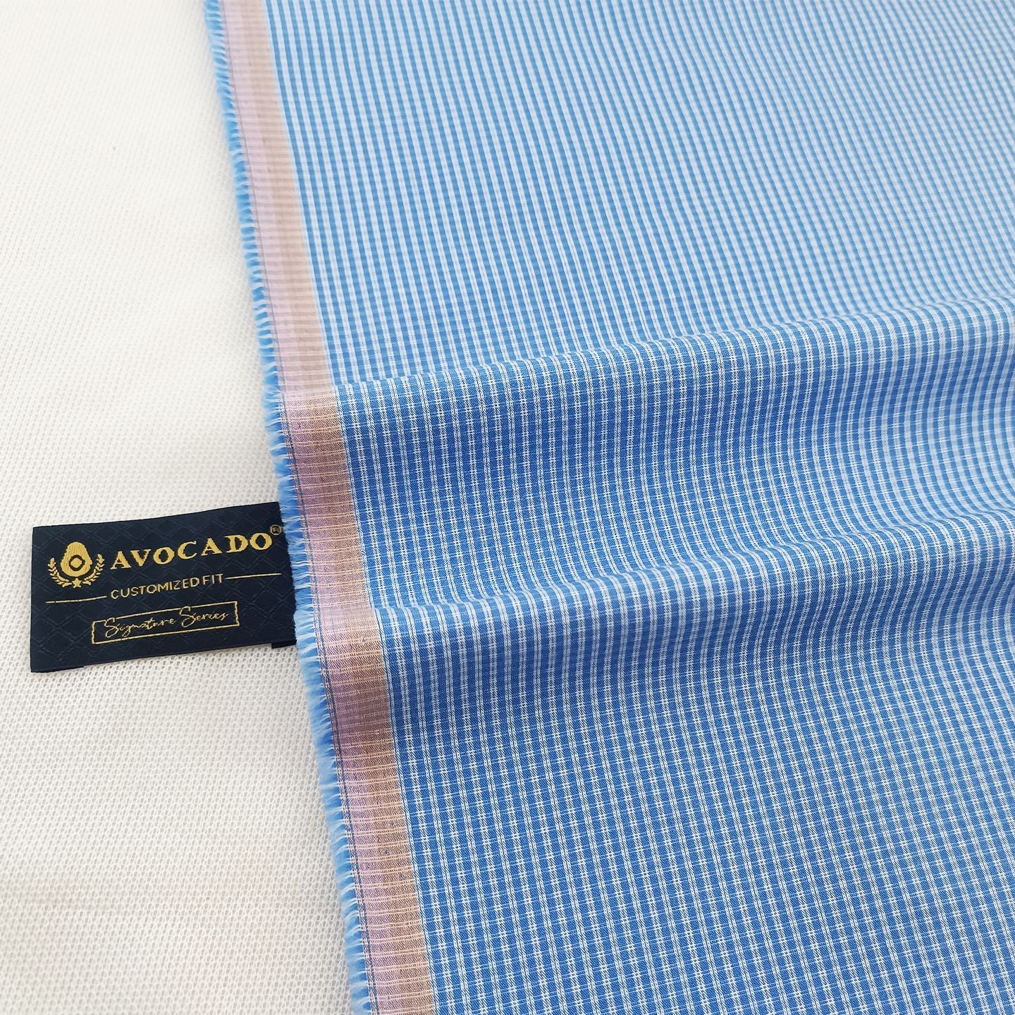 Royal Blue & White Lining Check Unstiched Shirt Fabric