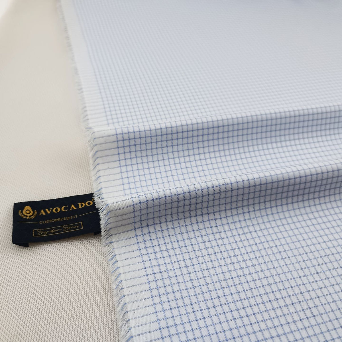 White & Light Blue Box Check Unstiched Shirt Fabric buy online in pakistan